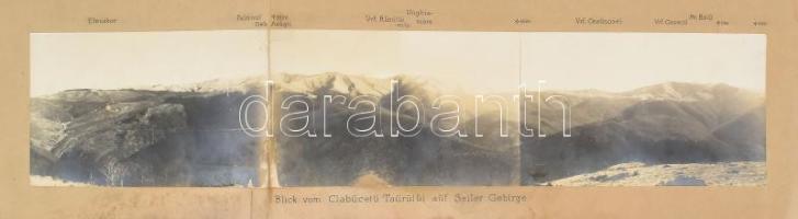 cca 1914-1918 "Blick vom Clăbucetul Taurului auf Seiler Gebirge", I. világháborús panorámafotó a román frontról, kissé viseltes, 41x8,5 cm