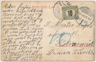 1909 Bánffyhunyad, Huedin; Vasút utca, üzlet / street, shop (EB)