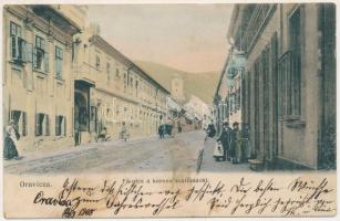 1905 Oravicabánya, Oravica, Oravicza, Oravita; Fő utca, Korona szálloda. Weiss Félix kiadása / main street, hotel (fl)