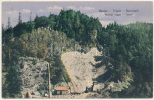 1909 Brassó, Kronstadt, Brasov; Predeáli vasúti alagút, vonat, gőzmozdony / railway tunnel, train, locomotive (EK)