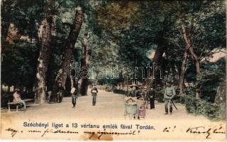 1904 Torda, Turda; Széchenyi liget a 13 vértanú emlékfával / park, memorial trees of the 13 Martyrs of Arad (Hungarian Revolution of 1848-49) (fl)