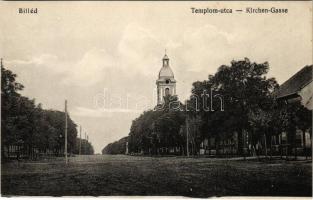 Billéd, Biled; Templom utca. Tenner Ignác kiadása / Kirchen-Gasse / street view, church