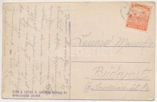 1919 Kisvelence (Velence) Építkezés a pótütegnél, katonák. 50 százalék a 15/141 h. pótüteg özvegy és...