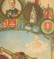 cca 1934 "Katonai szolgálati időm emlékére", Horthy Miklós kormányzó arcképével, angyalos-...