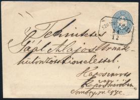 ~1865 10kr festékhiányos nyomat levélen / dry print on cover "SZOMBATHELY" - Kaposvár