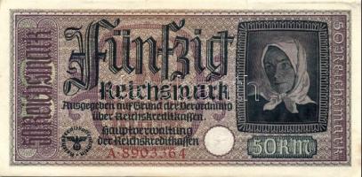 Német Birodalom / II. világháborús megszállások 1939. 50M (2x) kis ugrású sorszámokkal T:II,III+