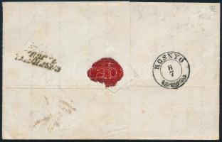 1854 3kr pár levélen liliputi vágással "DEBRECZIN" 1854 3kr pair on cover "DEBRECZIN&...