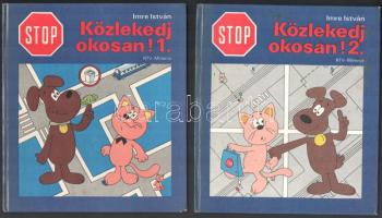 Imre István: Közlekedj okosan! 1-2. Rajzolta Cseh András Dargay Attila figuráinak felhasználásával. Bp., 1979., RTV-Minerva. Kiadói kartonált papírkötések, kissé kopott borítókkal, az 1. kötet végén a labirintusba belerajzoltak.