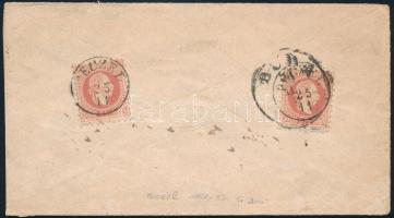 ~1870 5kr PS-cover with 2 x 5kr additional franking "PECZEL" - Ofen ~1870 5kr díjjegyes bo...