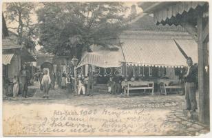 1906 Ada Kaleh, Török bazár, üzlet, kávéház. Divald Károly kiadása / Turkish bazaar, shop and café (EM)