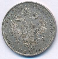 1852B 20kr Ag "Ferenc József" T:AU patina 
Adamo M11