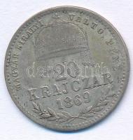 1869GYF 20kr Ag "Magyar Királyi Váltó Pénz" T:VF,F patina 
Adamo M11.1