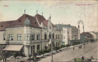 Léva Kossuth square Lang´s Central Café and the shop of Sándor Kovács