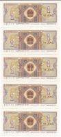 Kína 1980. 1j (5x) sorszámkövetők "UY 49451402 - UY 49451406" T:UNC China 1980. 1 Jiao (5x...