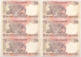 India 2014. 10R (6x) sorszámkövetők "30R 329802 - 30R 329807" T:UNC India 2014. 10 Rupees ...