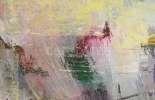 Jelzés nélkül: Színes foltok. Vegyes technika, karton. Törésnyomokkal. 34x48 cm