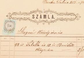 1875 Cherrier János nyomdász és lapkiadó fejléces számla, szakadással