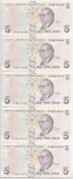 Törökország DN (2022) 5L (5x) sorszámkövetők "F196 716108 - F196 716112" T:UNC Turkey ND (...