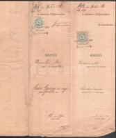 1892 Szegvár, Weinstein Mór 3 darab kereseti papírja, szegvári lakos részére, szakadással