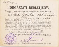 1930 Horgászati bérletjegy