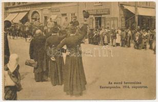 Esztergom, Az ezred bevonulása Esztergomba 1914. augusztus. Vörös József, Popper és Leier üzlete, K.u.K. katonák (fl)