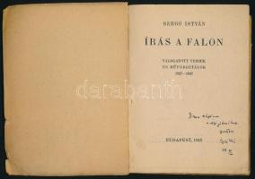 Szegő István: Írás a falon. Válogatott versek és műfordítások 1927-1947. DEDIKÁLT. Bp., 1948, Frankl...