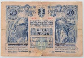 1902. 50K "1293 54130" T:F,VG hajtások mentén szakadások
Hungary 1902. 50 Korona "12...