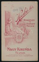 1904 Elegáns hölgy portréja, vizitkártya Hecskó Mór nagykikindai műterméből, 10,5x6,5 cm
