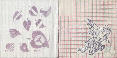 cca 1960-1970. 5 db vendéglátó reklámos szalvéta: Éttermi és Büfé Vállalat, Budapest (3 különböző) -...