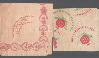 cca 1960-1970. 4 db retró reklámos szalvéta: 50 éves a nőmozgalom / 10 éves a "Röltex Rózsi&quo...