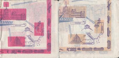 cca 1960-1970. 8 db retró reklámos szalvéta: IBUSZ (4 különböző) -- Express (4 különböző)