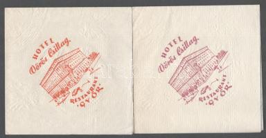 cca 1960-1970. Hotel Vörös Csillag Restaurant, Győr: 6 db különböző vendéglátó reklámos szalvéta