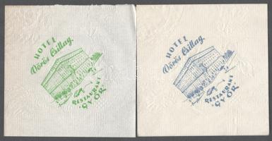 cca 1960-1970. Hotel Vörös Csillag Restaurant, Győr: 6 db különböző vendéglátó reklámos szalvéta