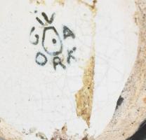 Gorka Géza Iparművészeti Vállalatos váza, mozaikszerű mázazással, minimális kopottsággal, m: 13,5 cm