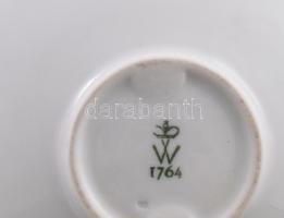 Wallendorf áttört anyagú kékvirágos kínáló, jelzett, hibátlan, d: 20,5 cm, m: 6 cm