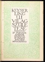 Keyserling, Hermann von:  Új világ születése. Fordította Juhász Andor. Bevezette Nagy József.  [Budapest, 1929]. Révai Irodalmi Intézet Rt. (ny.) [4] + 194 + [6] p. Első magyar kiadás.  Hermann Kayerling (1880-1946) balti német filozófus, a darmstadti ,,Gesellschaft für Freie Philosophie" alapítója. Műve eredeti nyelven először 1926-ban jelent meg, ,,Die neuentstehende Welt" címen. A livóniai szülőföldjét a szovjet fordulat miatt elhagyni kényszerülő Kayserling történelemfilozófiai munkája Oswald Spengler filozótus felvetéseire reagál, és elemzi a kultúra fennmaradásának esélyeit a tömegember korában. A könyv címoldalát Zádor István grafikusművész rajzolta. A kötet szerepel az Ideiglenes Nemzeti Kormány által 1945-ben betiltott könyvek jegyzékén.  (Világkönyvtár, 50. kötet.)  Korabeli avantgárd-geometrizáló félvászon kötésben, előzéklapon Báró magyargyerőmonostori Kemény Boldizsár (1908-1983) névbejegyzésével, kissé kopott gerinccel, borító élein apró sérülésekkel, első néhány lap szélén egészen apró szakadásokkal.