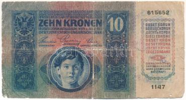 1915. 10K hamis jugoszláv felülbélyegzéssel T:VG,G szakadás, anyaghiány
Adamo K11