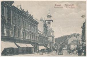 Brassó, Kronstadt, Brasov; Kolostor utca, üzletek / Kloster-Gasse / street view, shops (Rb)