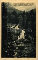 Tátra, Magas-Tátra, Vysoké Tatry; Nagy-Tarpatak középső vízesése. A. Weisz kiadása / Grosser Wasserfall im Kohlbachtale/ valley, waterfall, wooden bridge