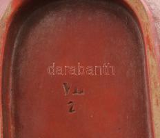 Erdei mintás vörösfestett kínáló. cca 19. sz., feltehetően francia vagy német, jelzett, kopással, 30...