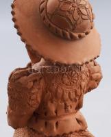 Illár Erzsébet (1940-): Lány kalapban, kalapja levehető, jelzett, kopással, m: 17 cm