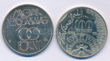 1985. 100Ft Cu-Ni "Kulturális Fórum" + 1986. 100Ft Cu-Ni-Zn "Fáy András" T:UNC,A...