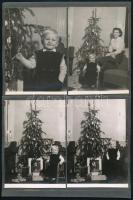 cca 1960 Kisfiú karácsonyi játékokkal,12 db albumlapra ragasztott fotó, 13×9 cm