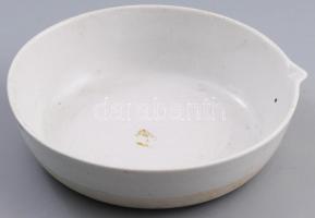 Antik porcelán patikus keverőmozsár, jelzett, kopással, m: 20,5 cm