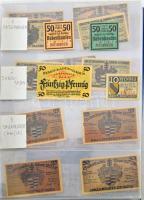 Németország ~1918-1923. 216db-os papír szükségpénztétel négygyűrűs berakóban, osztott berakólapokon ...