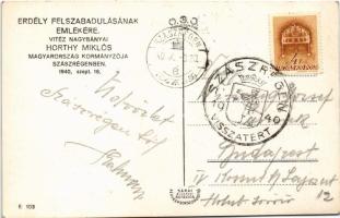 1940 Szászrégen, Reghin; bevonulás, Vitéz Nagybányai Horthy Miklós kormányzó / entry of the Hungaria...