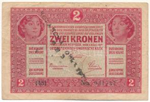 1917. 2K jugoszláv felülbélyegzéssel és kézzel írt írással T:F,VG
Adamo K6