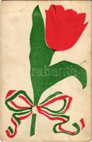 1906 Hazafias propaganda tulipánnal és magyar szalaggal / Hungarian patriotic propaganda, tulip with ribbon. Emb. (EB)