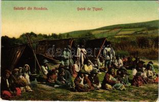 Romania, Salutari din..., Satra de Tigani. Ad. Maier No. 1505. / gypsy camp (EK)