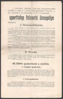 1909 Kolozsvári Athletikai Club verseny propositioi a sporttelep felavató ünnepélye alkalmából 4p. néhány ceruzás firkával